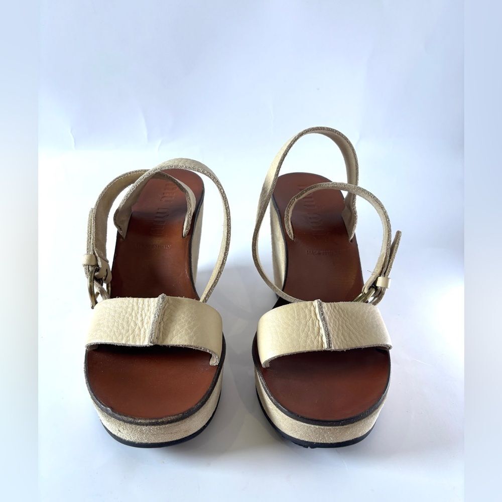 Vintage Miu Miu Beige Platform Sandals | 2000s Italian Designer Heels | Y2K